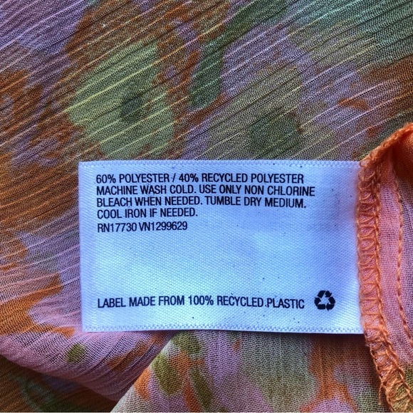 Wild Fable Sheer Orange Floral Duster Size Medium Retro 60s 70s Kimono Cover Up - Picture 7 of 7